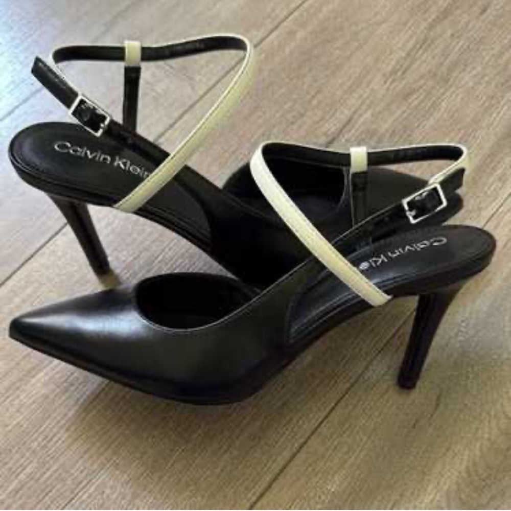 Calvin Klein Black and Cream Heels